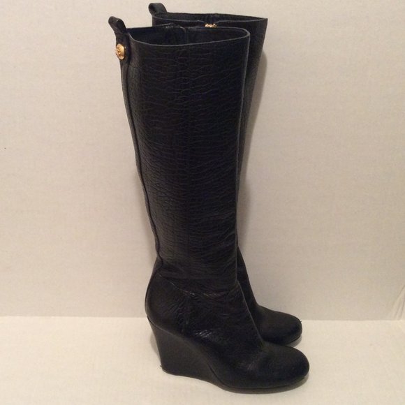 Tory Burch Shoes - Tory Burch Knee High Boots 8M Black Pebble Leather